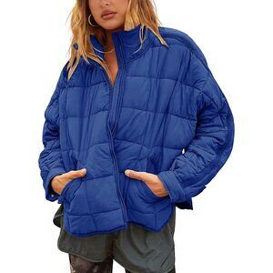 Women's Oversized Splice Quilted Lightweight Puffer Jacket Casual Padded Coat